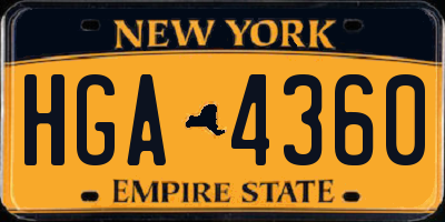 NY license plate HGA4360