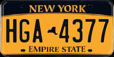 NY license plate HGA4377