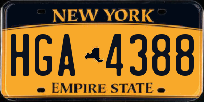 NY license plate HGA4388