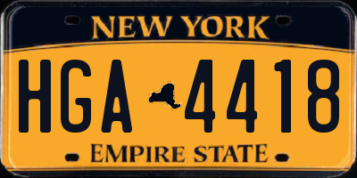 NY license plate HGA4418