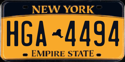 NY license plate HGA4494