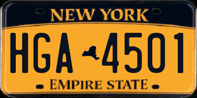 NY license plate HGA4501