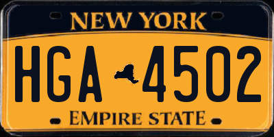 NY license plate HGA4502
