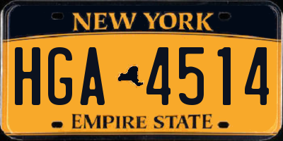 NY license plate HGA4514