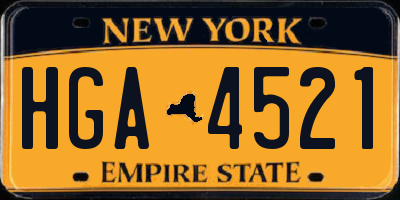 NY license plate HGA4521