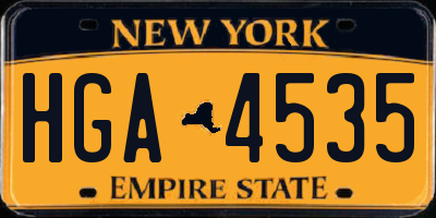 NY license plate HGA4535