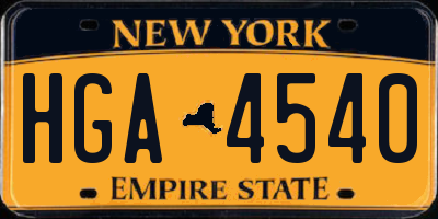 NY license plate HGA4540