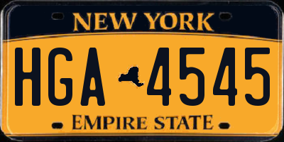 NY license plate HGA4545