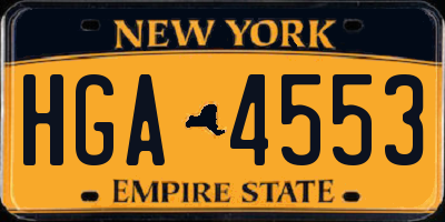 NY license plate HGA4553
