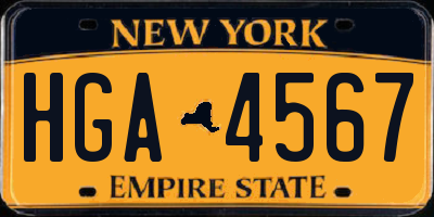 NY license plate HGA4567