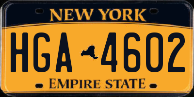 NY license plate HGA4602