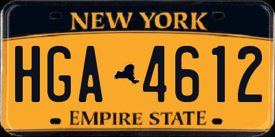 NY license plate HGA4612