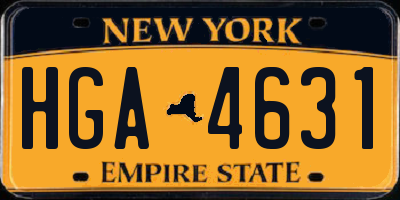 NY license plate HGA4631