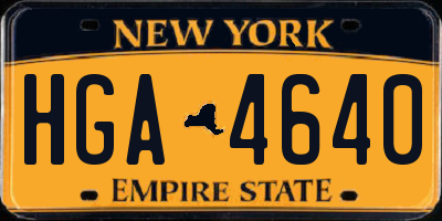 NY license plate HGA4640