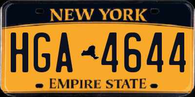 NY license plate HGA4644