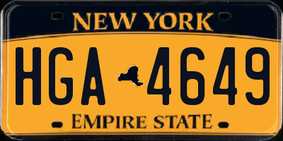 NY license plate HGA4649