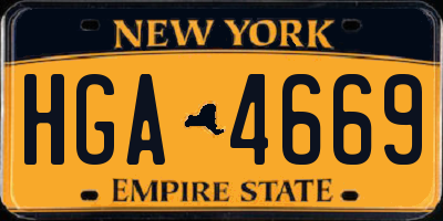 NY license plate HGA4669