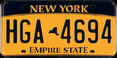 NY license plate HGA4694