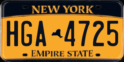 NY license plate HGA4725