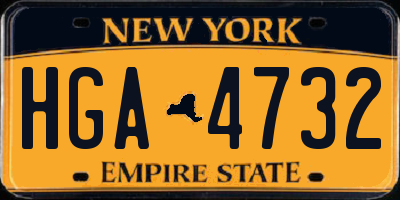 NY license plate HGA4732