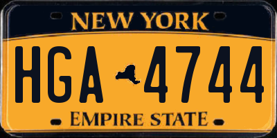 NY license plate HGA4744