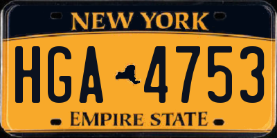 NY license plate HGA4753