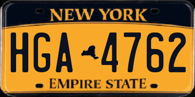 NY license plate HGA4762