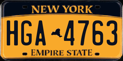 NY license plate HGA4763