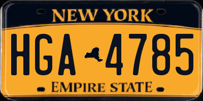 NY license plate HGA4785