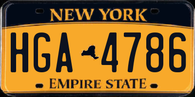 NY license plate HGA4786