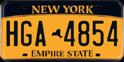 NY license plate HGA4854
