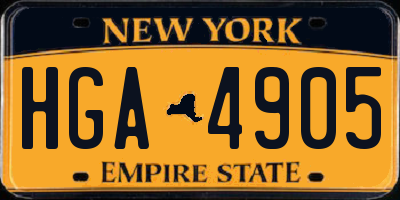 NY license plate HGA4905