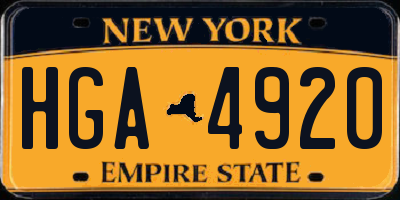 NY license plate HGA4920