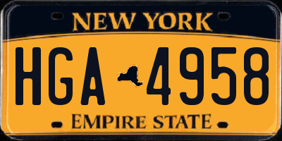 NY license plate HGA4958