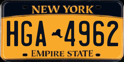 NY license plate HGA4962