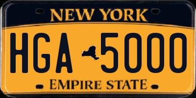 NY license plate HGA5000