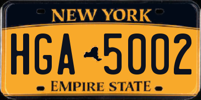 NY license plate HGA5002