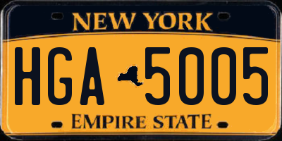 NY license plate HGA5005