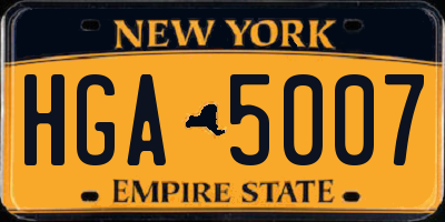 NY license plate HGA5007