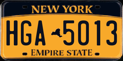 NY license plate HGA5013