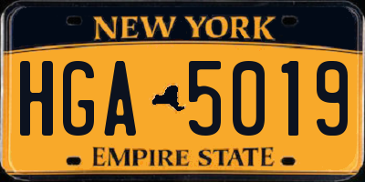 NY license plate HGA5019