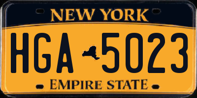 NY license plate HGA5023