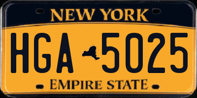 NY license plate HGA5025