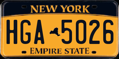 NY license plate HGA5026