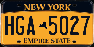 NY license plate HGA5027