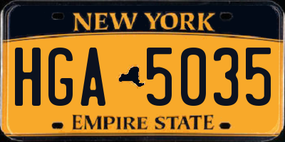 NY license plate HGA5035