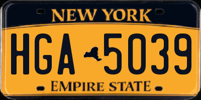 NY license plate HGA5039