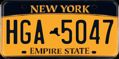 NY license plate HGA5047