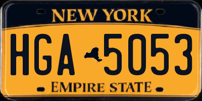 NY license plate HGA5053