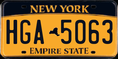NY license plate HGA5063